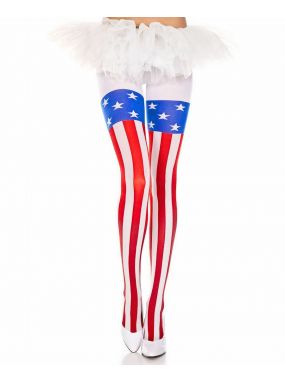 American Flag Print Spandex Pantyhose