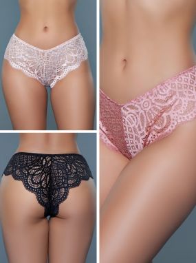 Three Assorted Lace Mid-Rise Panty Pack