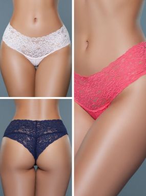 Three Assorted Paisley Lace Low-Rise Panty Pack