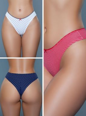 Three Assorted Hearts & Stripes Jersey Low-Rise Panty Pack