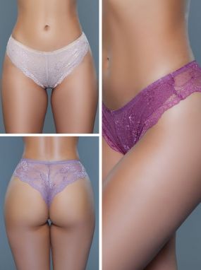 Three Assorted Lace Low-Rise Tanga Panty Pack
