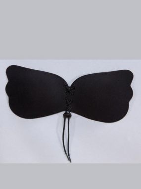 Black Microfiber & Silicone Strapless/Backless Adhesive Butterfly Bra