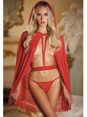 Red Cape Style Robe W/ Attached Waist Harness
