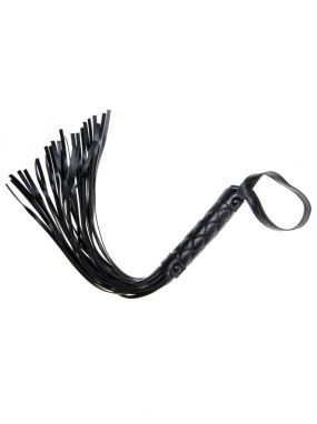 Black Quilted Faux Leather Hand Whip