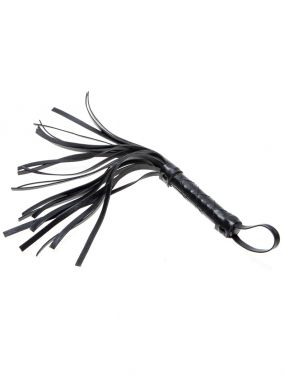 Black Quilted Faux Leather Mini Hand Whip