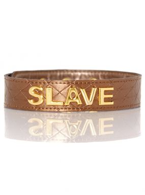Bronze Quilted Sex Slave Collar