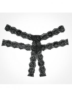 Black Lace Southern Rhapsody Crotchless Thong