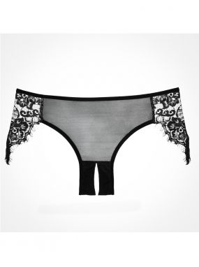 Black Mesh Lavish & Lace Crotchless Panty