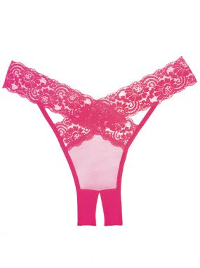 Hot Pink Mesh & Lace Desire Crotchless Panty