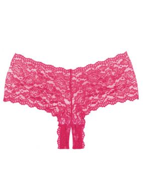 Hot Pink Lace Crotchless Booty Short Panty