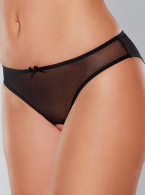 Black Sheer Mesh Crotchless Panty W/ Open Butt