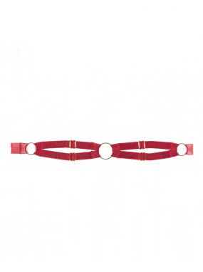 Red Strappy Leg Garters W/ Ring Accents Set
