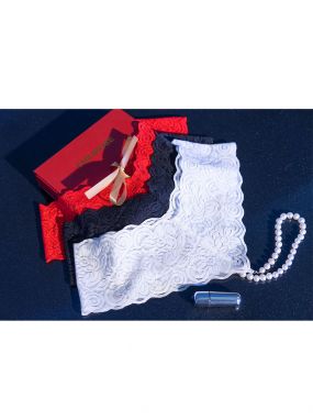 Red Stretch Lace Pearl Crotch Panty & Vibrating Bullet