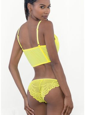 Neon Yellow Lace & Mesh Underwired Bustier & Panty Set