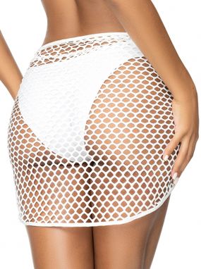 White Fishnet Swimwear Cover-Up Skirt