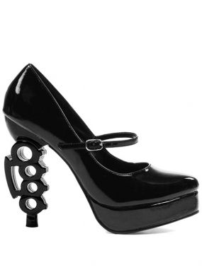 Black 550-Fugitive Shoe with 5" Brass Knuckle Heels