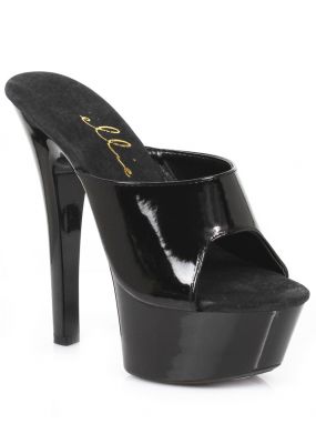 Black Patent Vanity Platform Mule Shoes with 6" Stiletto Heels
