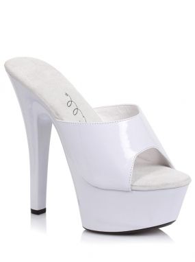 White Vanity Platform Mule Shoes with 6" Stiletto Heels