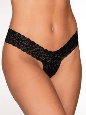 Black Stretch Lace Crotchless Micro Thong