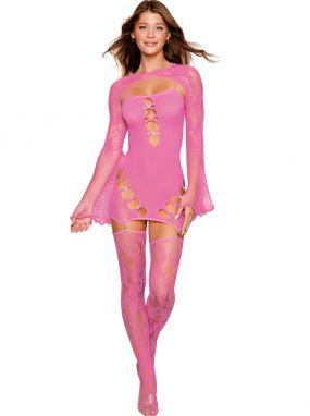 Pink Chemise Garter Dress Set