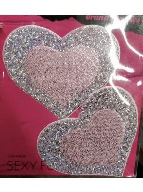 Pink/Silver Glitter Heart Pasties