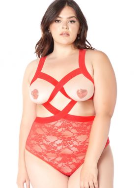 Plus Size Red Criss-Cross Teddy