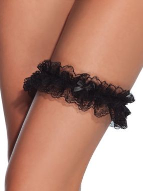 Black Ruffled Lace Leg Garter