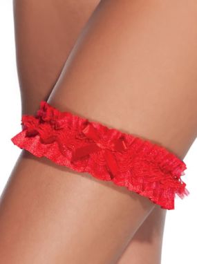 Red Ruffled Lace Leg Garter