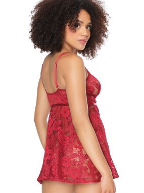 Ruby Red Lace Babydoll & Adjustable Thong