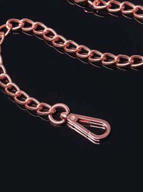 Black Faux Leather Leash W/ Rose Gold Chain