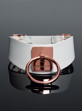 White Faux Leather Choker W/ Removable Rose Gold Ring