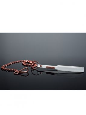 White Faux Leather Leash W/ Rose Gold Chain
