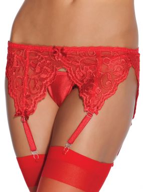 Plus Size Red French Lace Garterbelt