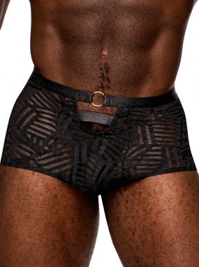Black Eclectic Designed Mesh Men's Short