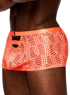 Neon Orange Eclectic Designed Mesh Men's Short