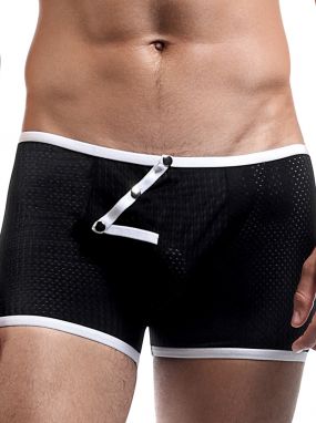 Black Fly-Away Athletic Mesh Men's Snap Pouch Short