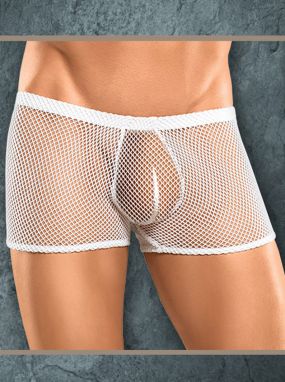 White Fishnet Peek-a-Buns Men's Short