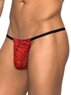 Red Lace Men's Posing Strap