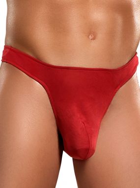 Red Silky Satin Men's Pouch Thong