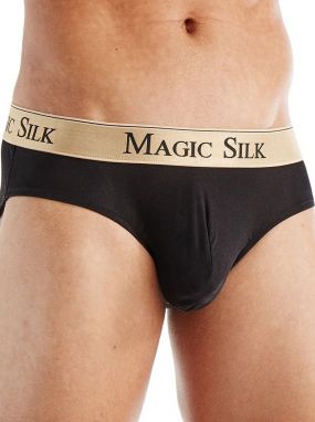 Black Pure Silk Men's Low Rise Bikini Brief