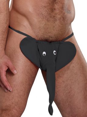 Men's Novelty My Trunk in Your Junk Squeaker Elephant G-String