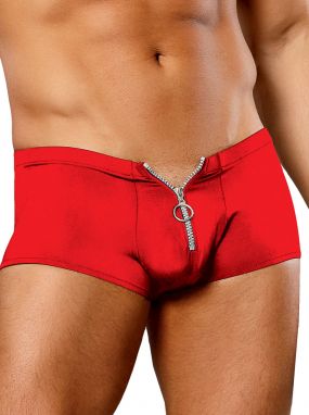 Red Nylon Spandex Men's Zipper Short
