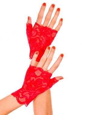 Red Lace Fingerless Gloves