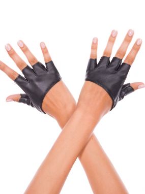 Faux Leather Fingerless Gloves