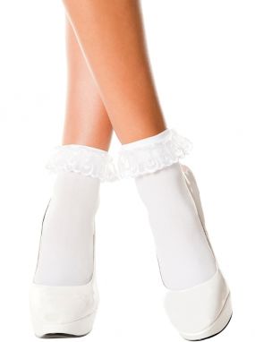 White Opaque Lace Ruffle Anklet