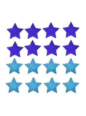 Purple & Blue Glitter Mini Stars Body Pasties (16pk)