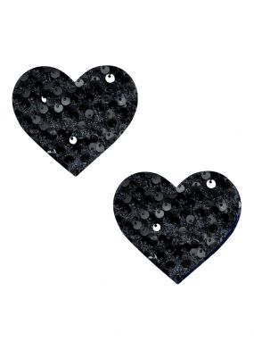 Black Sequin Velvet Crush Heart Pasties
