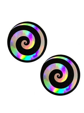 Care Bare Star Holographic Black Glitter Spiral Pasties