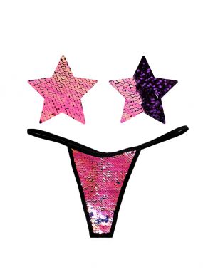 My Lil Pony Pink/Purple Reversible Sequin Star Pasties & G-String Set