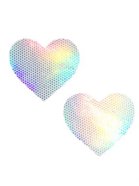 Liquid Party Pure White Holographic Heart Pasties
